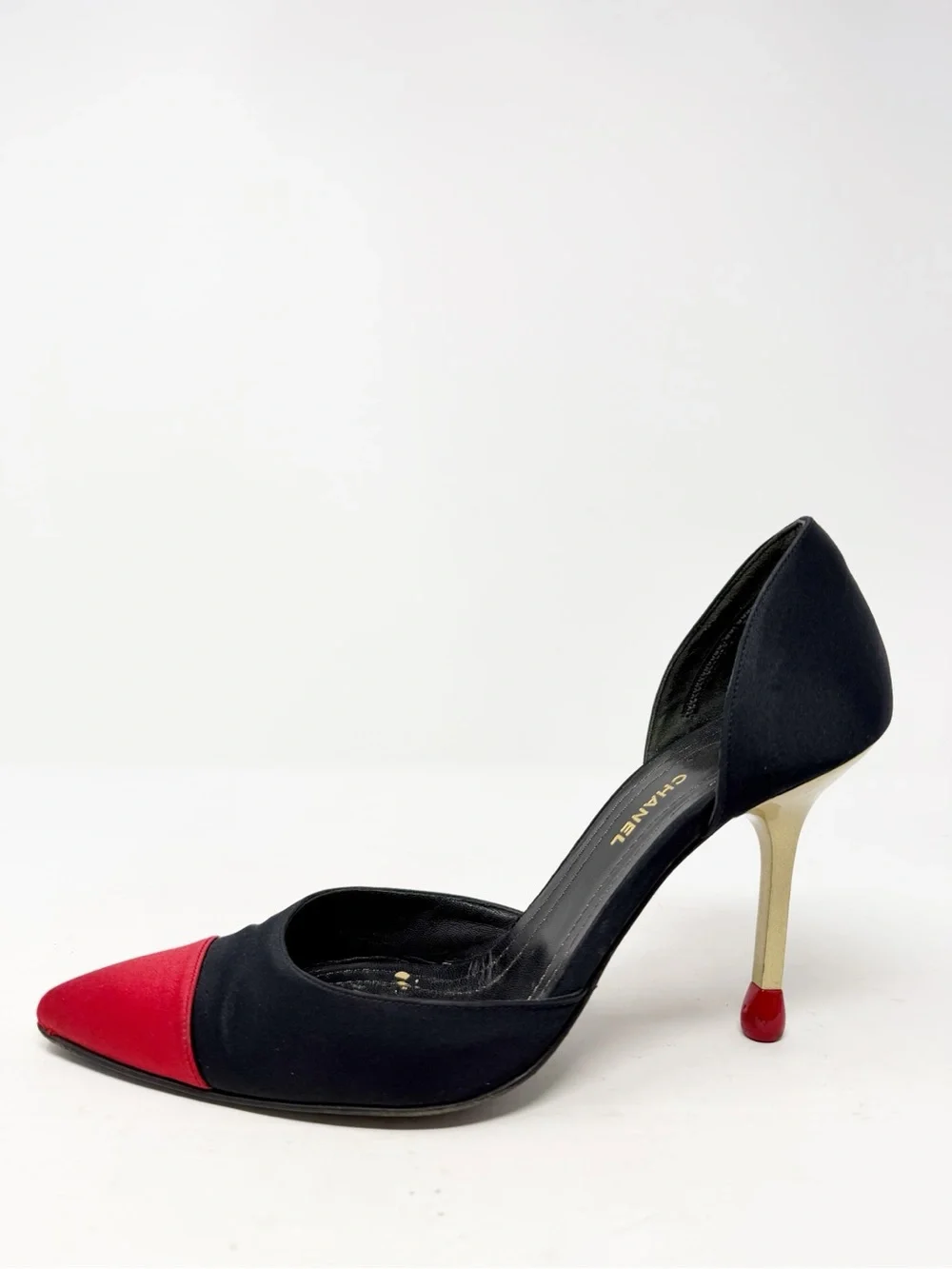 Chanel Allumette Matchstick D’Orsay Pumps Satin Heels Womens Size EU 40.5